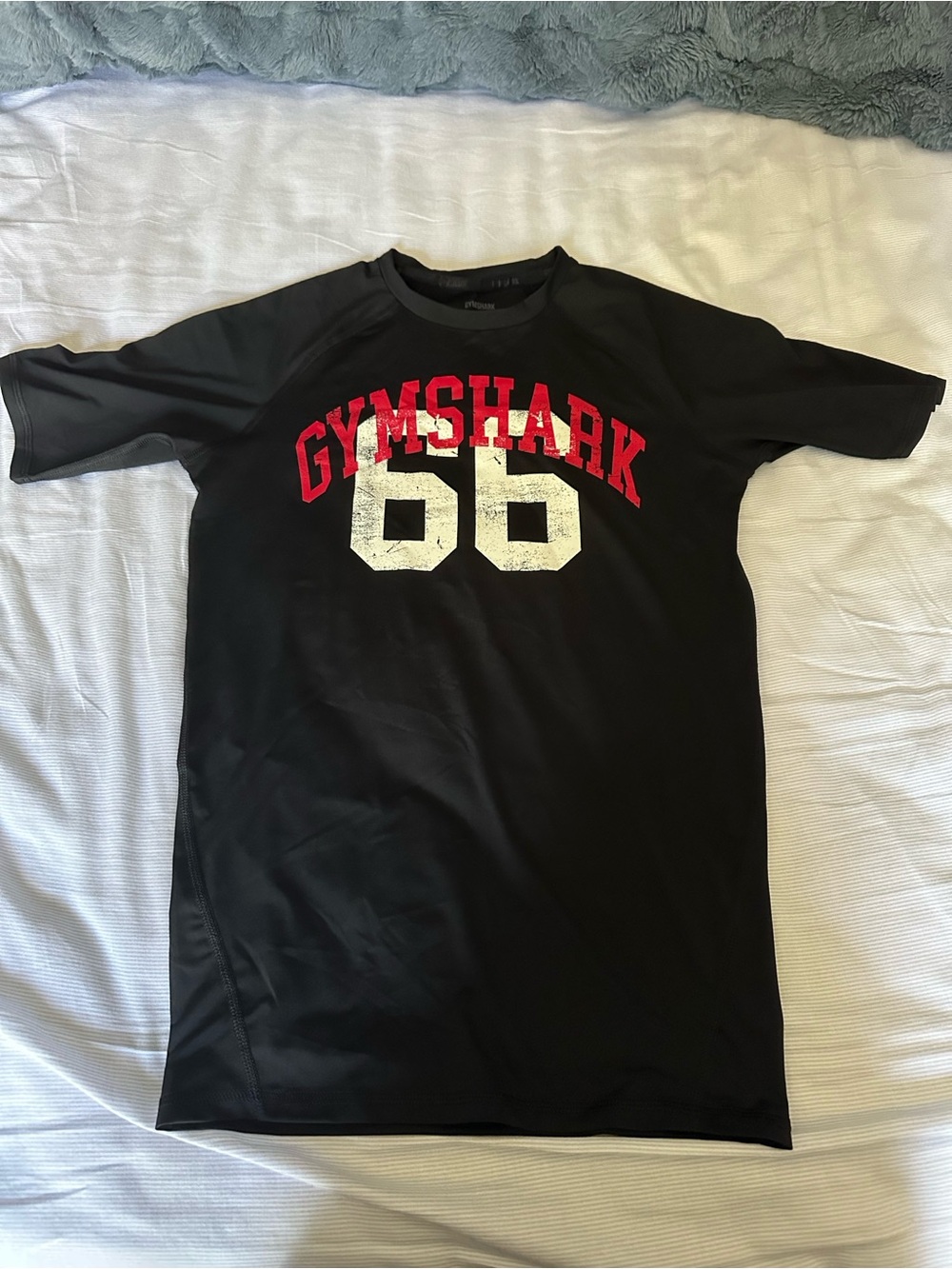 Gymshark Black Short Sleeve Tee with Red Logo and White '66'